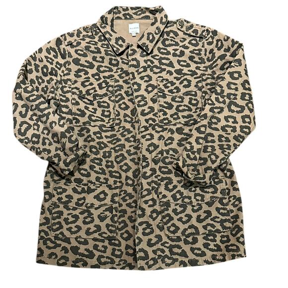 Ellison Jackets & Blazers - Ellison Women’s Medium Leopard Print Full Zip Jacket in 100% Cotton Lt Brown